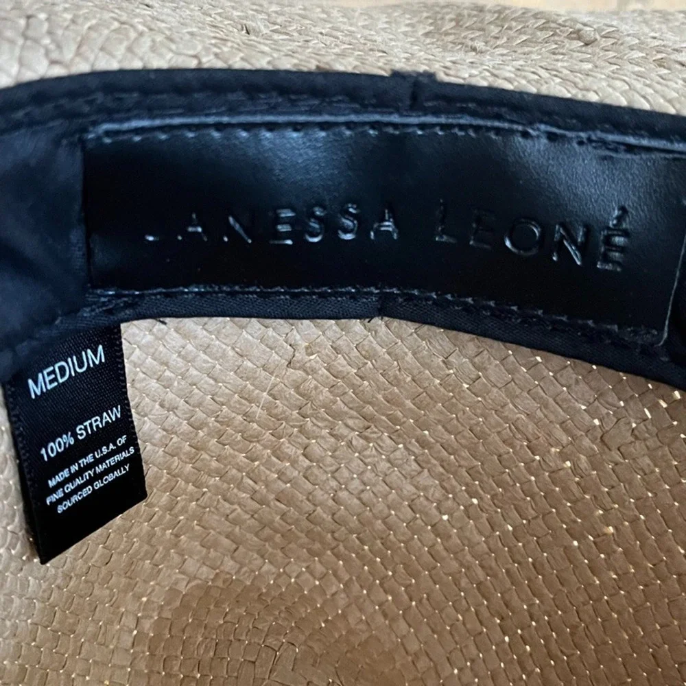 Janessa Leoné Women's Size Medium Beige Straw Simone Fedora Hat